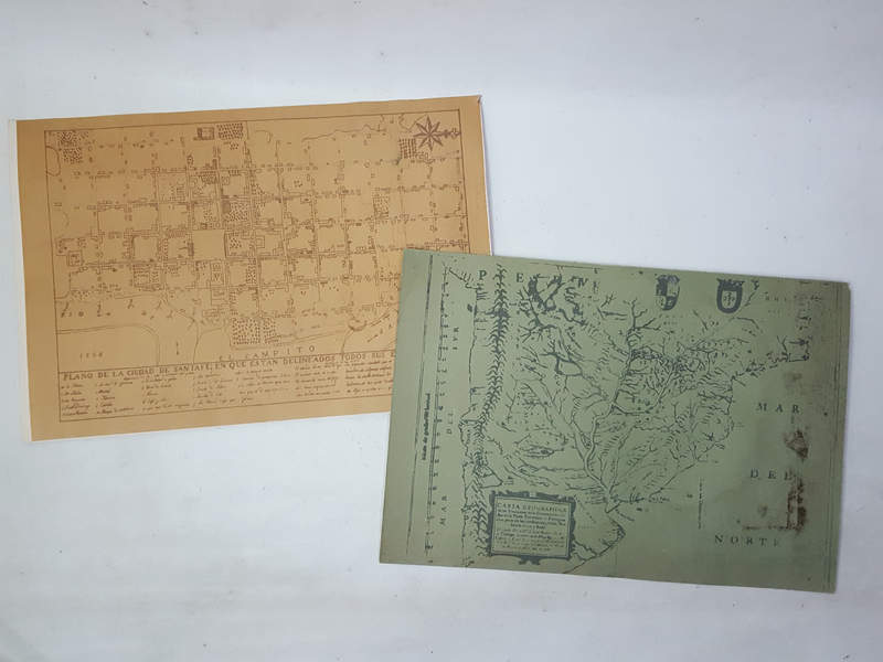 2 reproducciones (de plano y mapa antiguo)